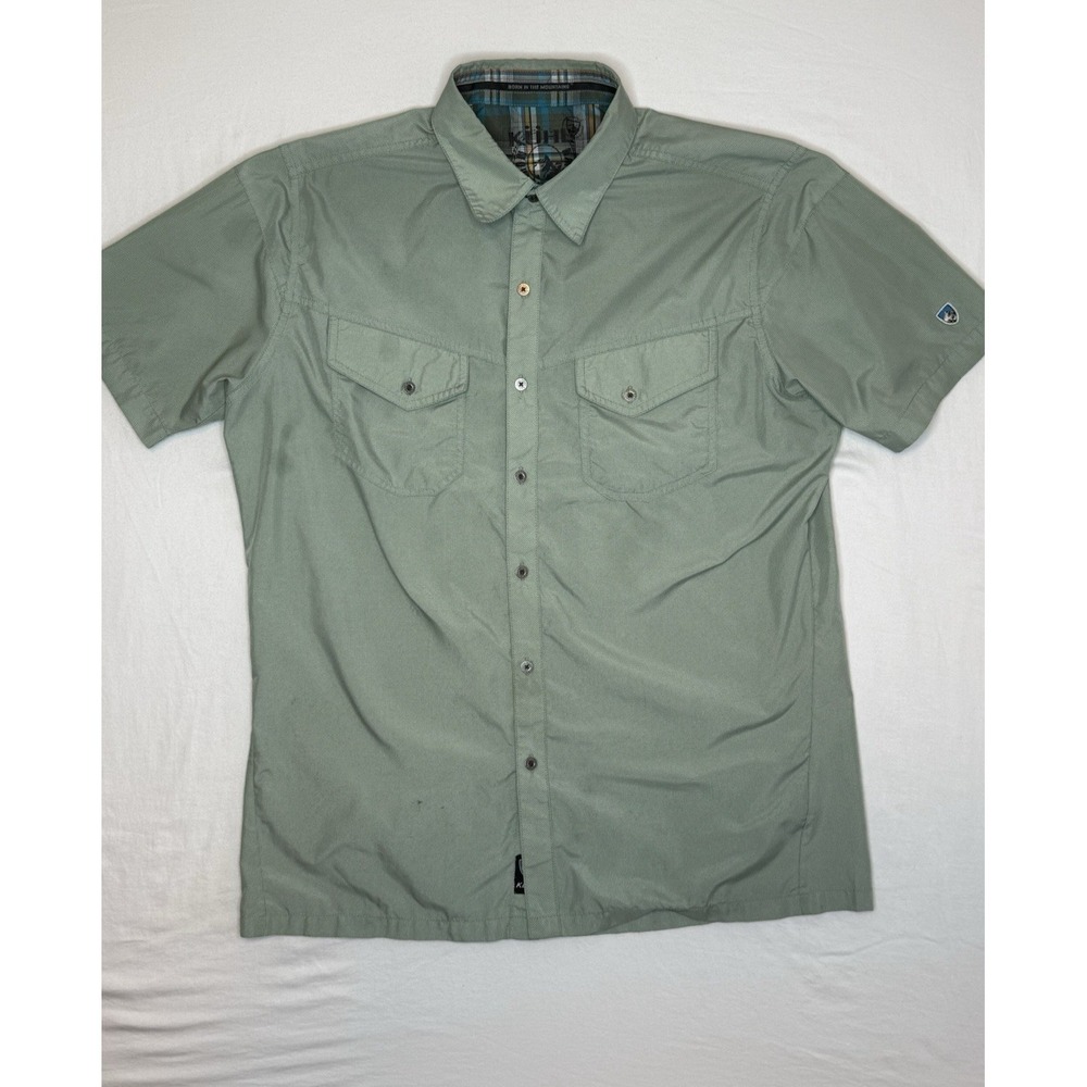 Kuhl Eluxor Men's M Green Short Sleeve Button-Up Shirt Born In The Mountains
